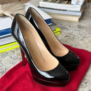 Christian Louboutin Bianca 120 Black Patent Leather Heels